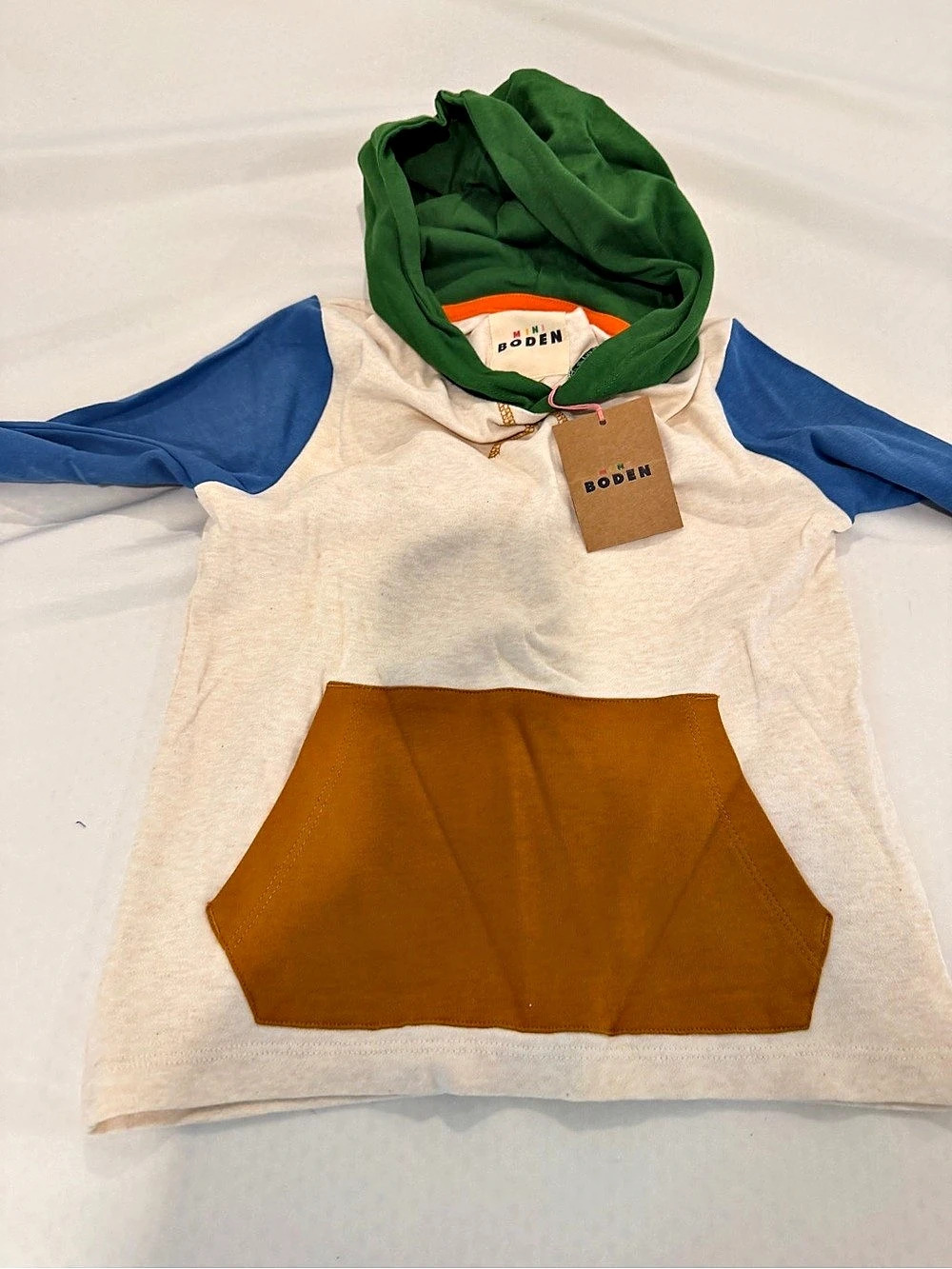 Mini Boden Colourblock Raglan Hoodie Color Block  Size 4-5Y